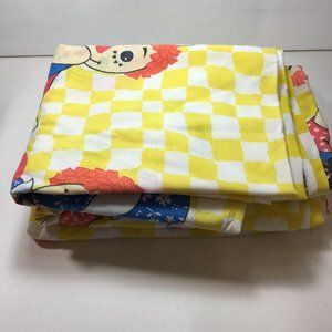 Vintage Raggedy Ann And Andy Twin Sheet Set Flat Fitted 2 Pillowcases Yellow